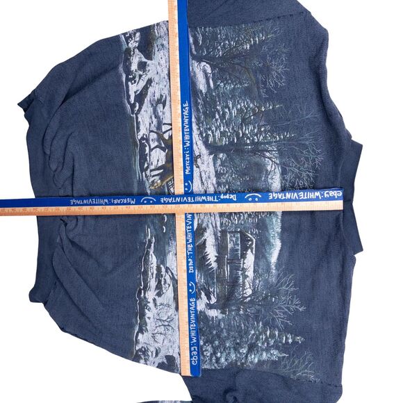 Vintage Art Unlimited Winter Cabin All Over Print Mock Neck Sweatshirt XL - Picture 4 of 13